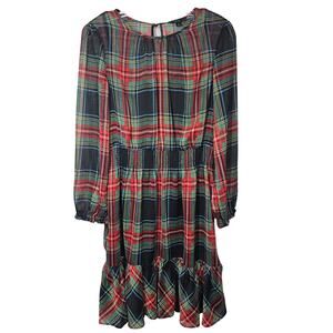 J. Crew Cinched-Waist Dress Stewart Tartan Holiday Plaid Size S